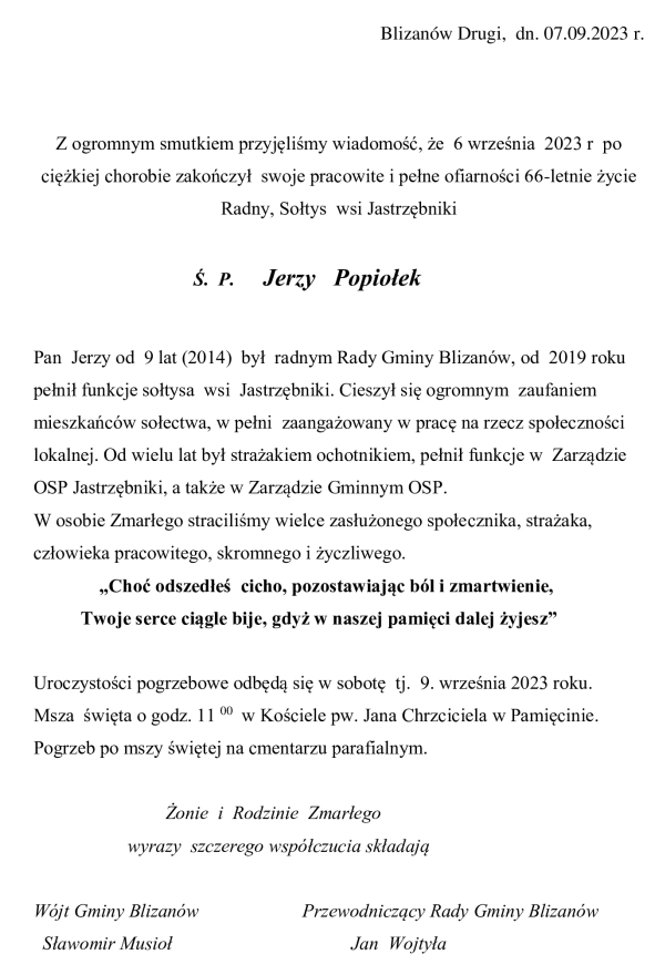 inf o pogrzebie.Popioek Jerzy